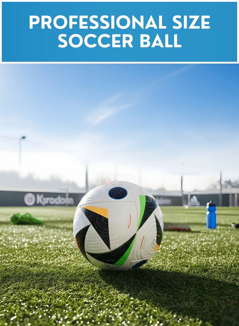 Official Size 5 Football – Professional Match Soccer Ball, Premium PU Leather, Durable Outdoor Training Football with High Air Retention, Ideal for Kids, Youth & Adults - Image 3